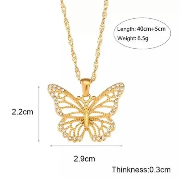 New Butterfly 18K Gold Hollow Out Pendant Necklace, NICE NECKLACE, CUTE NECKLACE - Picture 6 of 6